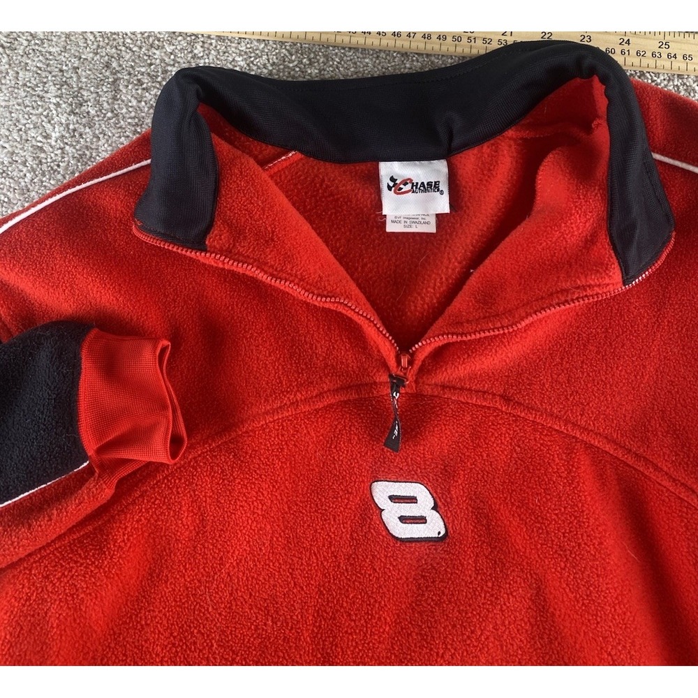 VTG Chase Authentics Dale Earnhardt Jr #8 Fleece Pullover 1/4 Jacket Mens L Red